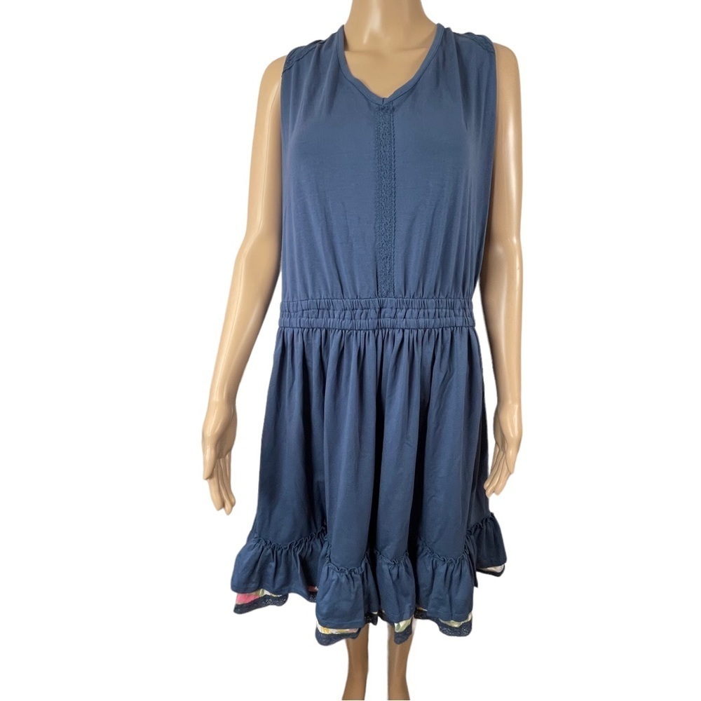 Mary Jane Clothing Blue Women’s Plus Knit Sleeveless Ruffled Casual Summer XXL